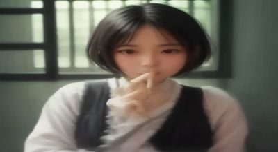 亚洲女性展示清透日系妆容自拍效果，眼部卧蚕妆明显，皮肤白皙通透，整体风格清新自然