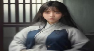 亚洲女性身着汉服展示国风妆容自拍，眼妆采用传统东方眼线技法，整体呈现古典东方美学